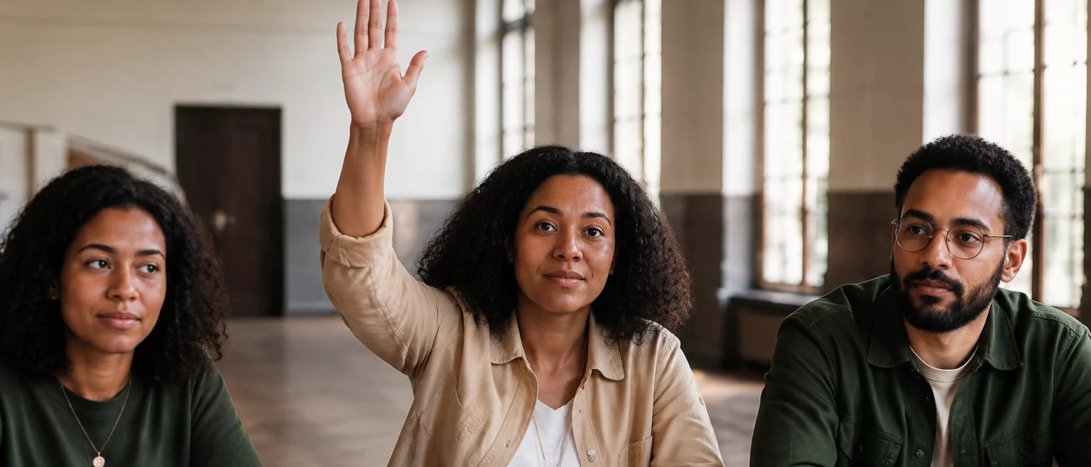Duas pessoas sentadas juntas conferindo o que anotaram na sessão anterior